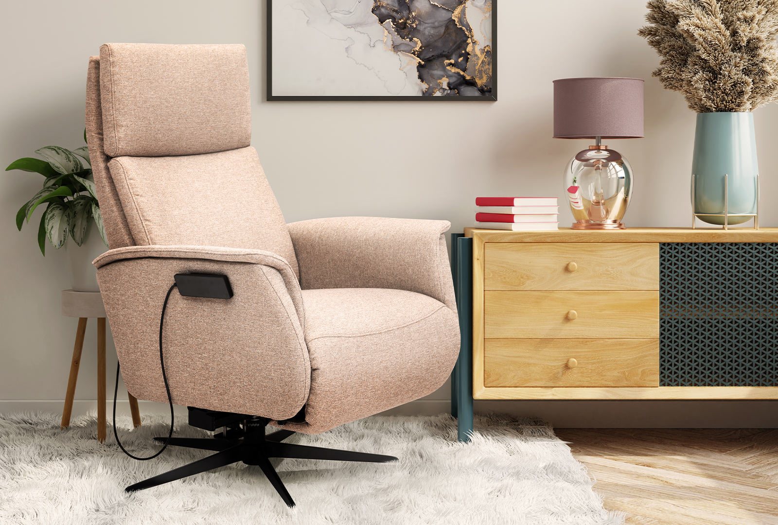 Modern store swivel recliner