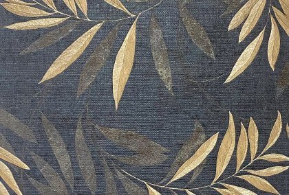 Luxury Leaf Navy Champagne Wallpaper