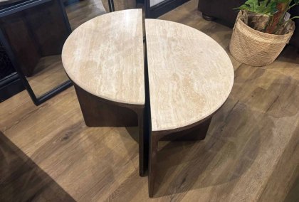 Calgary Half Moon Travertine Tables Calgary Half Moon Travertine Tables