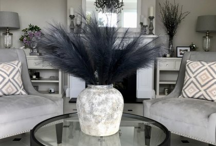 Grey Faux Pampas Grass Stem