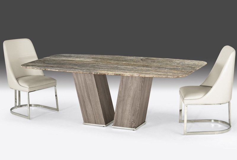 Vidor Dining Table With Slim Round Edge Top