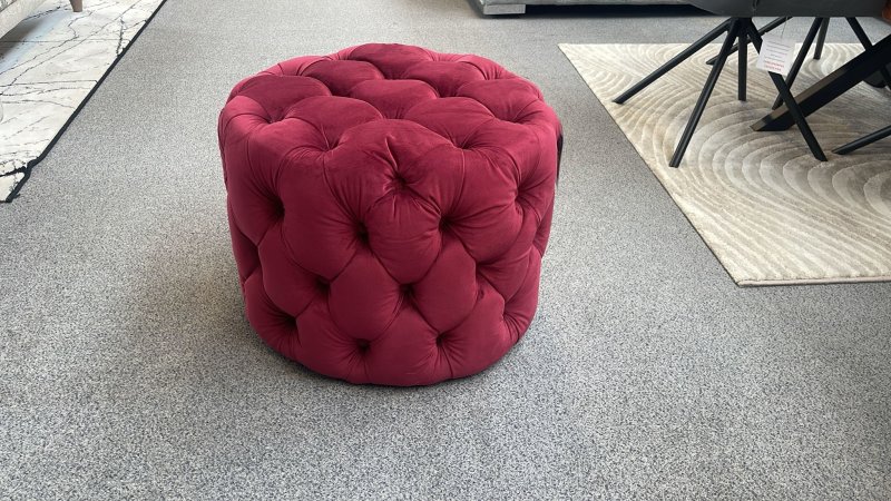 Clearance Red Round Buttoned Stool