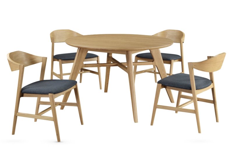 Caldwell Round Dining Table and Chairs - Oak