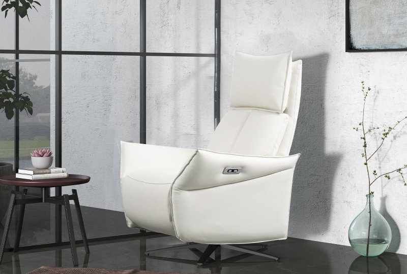 GFA - Global Furniture Alliance Salvador Dual Motor Powered Swivel Recliner with Integrated Footstool