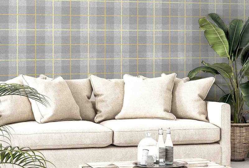 Esselle Retail Limited Heritage Tartan Ochre/Grey Wallpaper