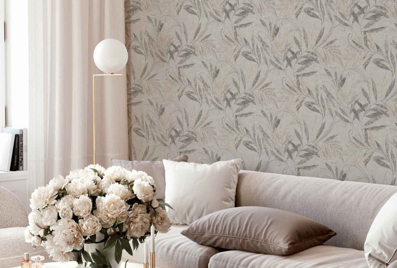 Esselle Retail Limited Luxury Leaf Soft Silver Wallpaper