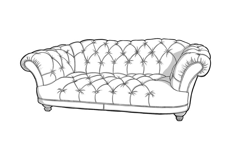 Otto 3 Seater Sofa - Line Art