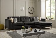 Lucciano Large Chaise Sofa Standard Back - Plush Charcoal