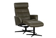 Reeves Swivel Recliner With Footstool - Olive