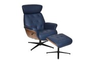 Norse Swivel Recliner With Footstool - Navy