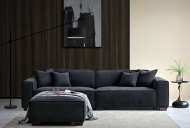 Devin 4 Seater Sofa with Chaise - Midnight
