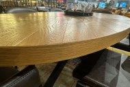 Eclipse Dining Table Close Up - Rustic Oak