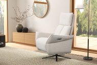 GFA - Global Furniture Alliance Salvador Dual Motor Powered Swivel Recliner with Integrated Footstool