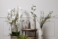 Hill Interiors Large White Orchid In Antique Stone Pot